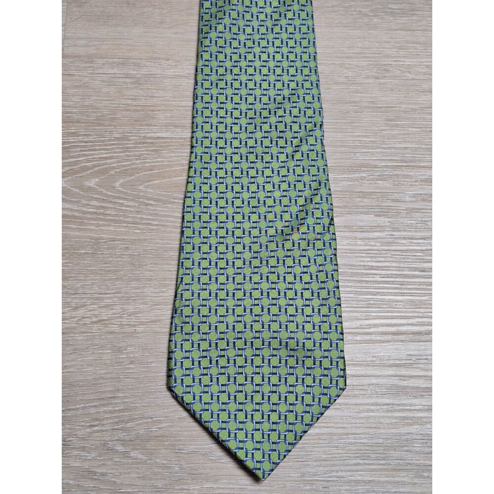Arrow Silk Tie Green Blue Geometric Pattern